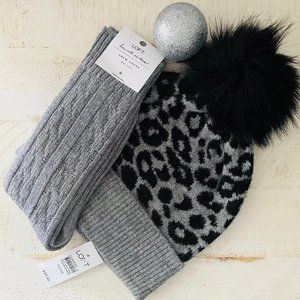 COPY - LOFT Knit Cheetah Print Hat with Matching Socks Bundle